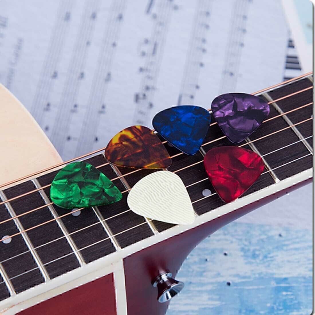 100pc Guitar Picks Celluloid Thin Acoustic Electric Plectrums Colorful 0.46MM US