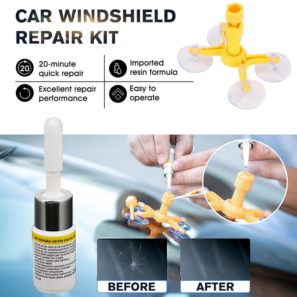 DIY Windshield Chip and Bullseye Glass Repair Resin Tool Kit