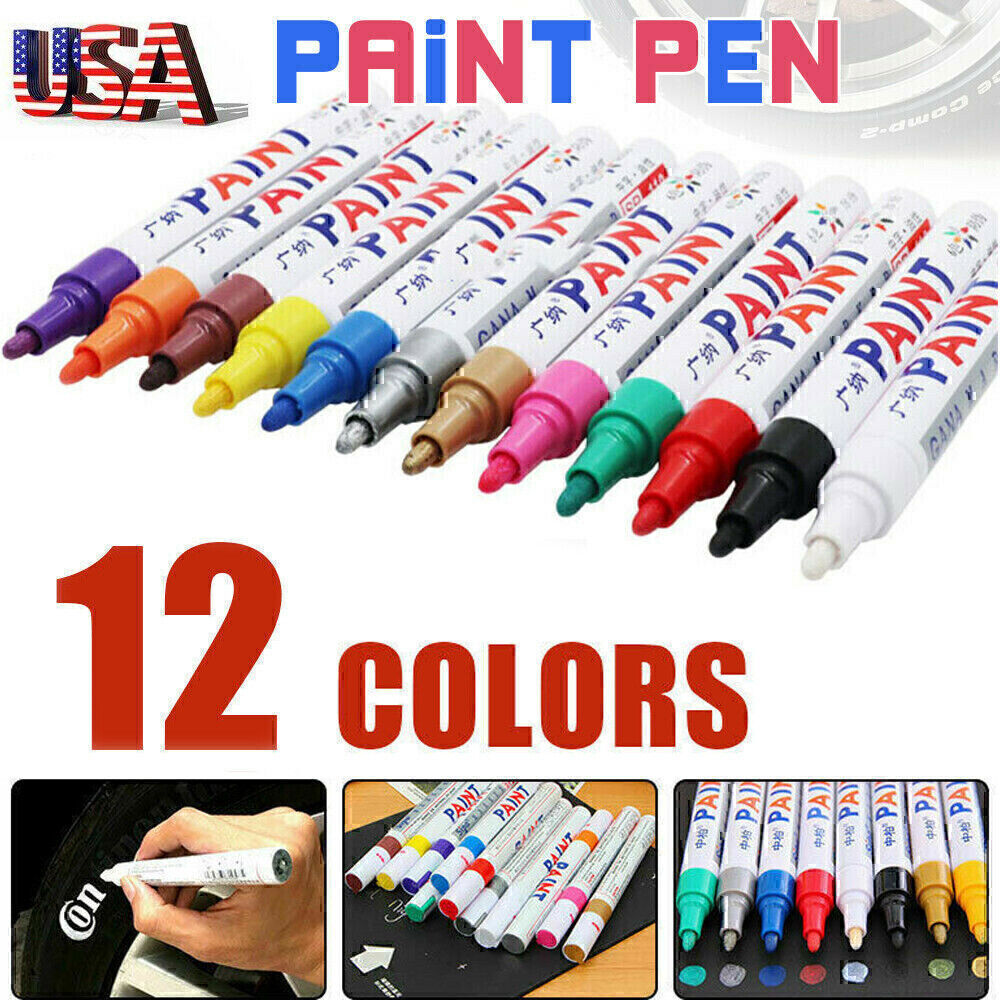 12 Paint Pen Marker Waterproof Permanent Car Tire Lettering Rubber Rock Glass US