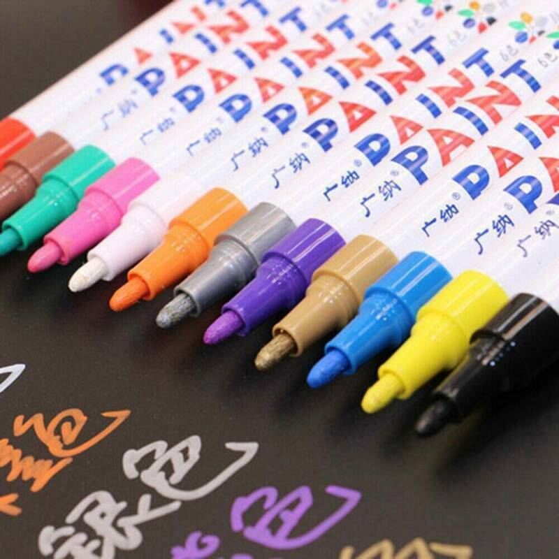 12 Paint Pen Marker Waterproof Permanent Car Tire Lettering Rubber Rock Glass US