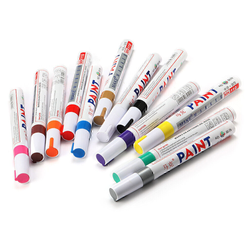 12 Paint Pen Marker Waterproof Permanent Car Tire Lettering Rubber Rock Glass US