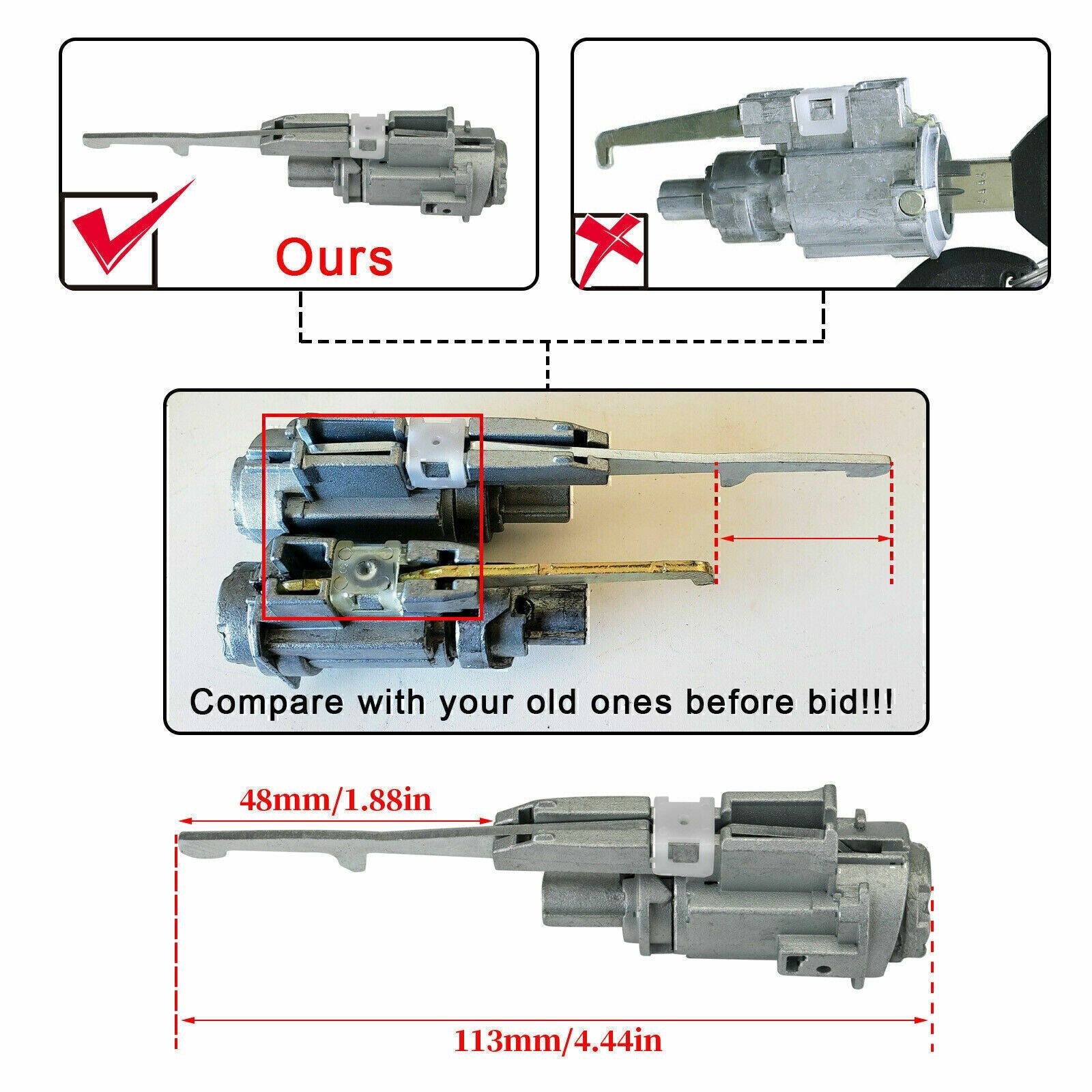 Ignition Switch Cylinder Lock Fits For Honda & Acura Fit 2002 - 13 2014 W/ 2Keys