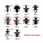 100PCS Universal Fender Clips Trim Push Pin Rivet Bumper Fastener Panel Retainer