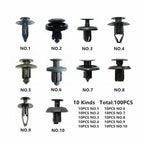 100PCS Universal Fender Clips Trim Push Pin Rivet Bumper Fastener Panel Retainer