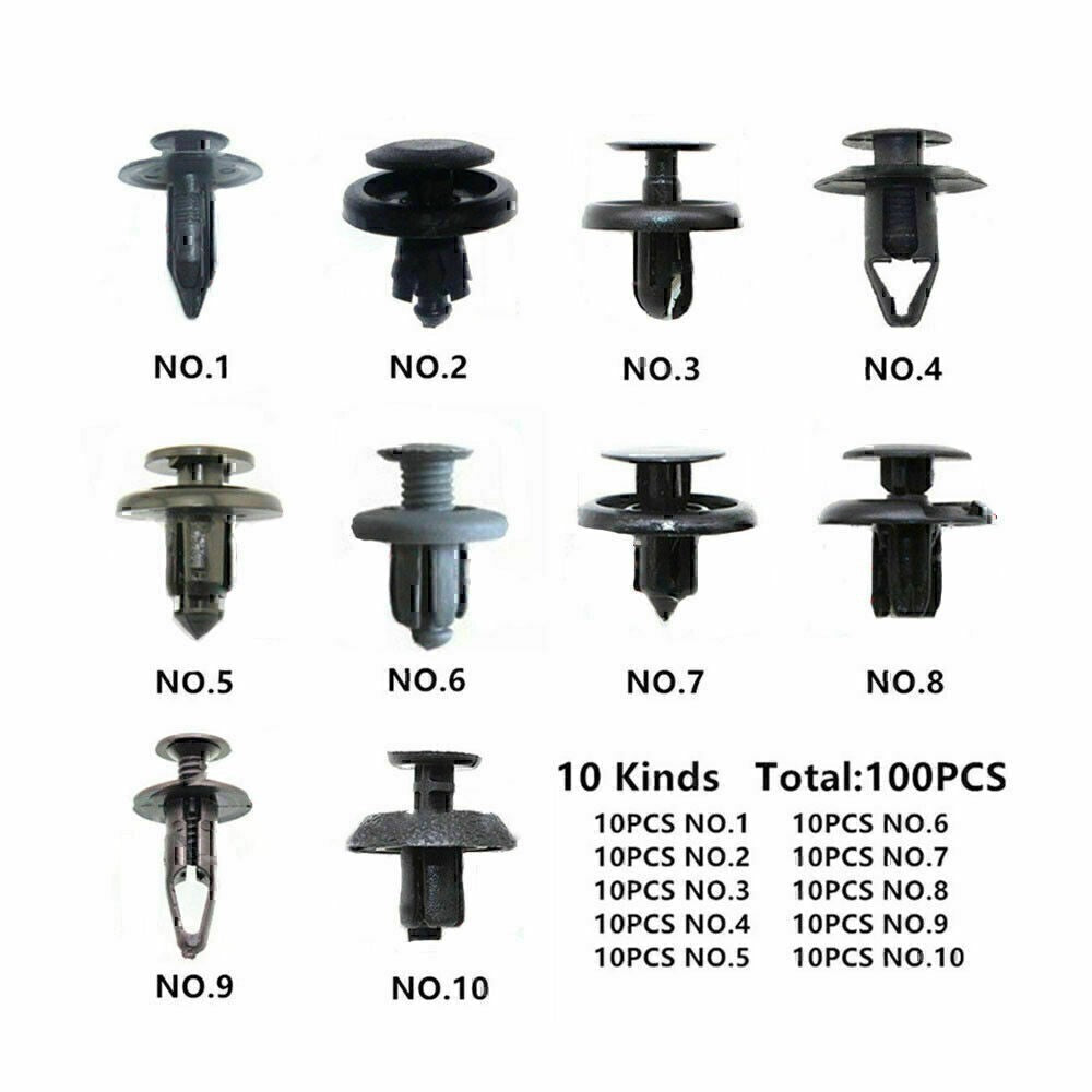100PCS Universal Fender Clips Trim Push Pin Rivet Bumper Fastener Panel Retainer