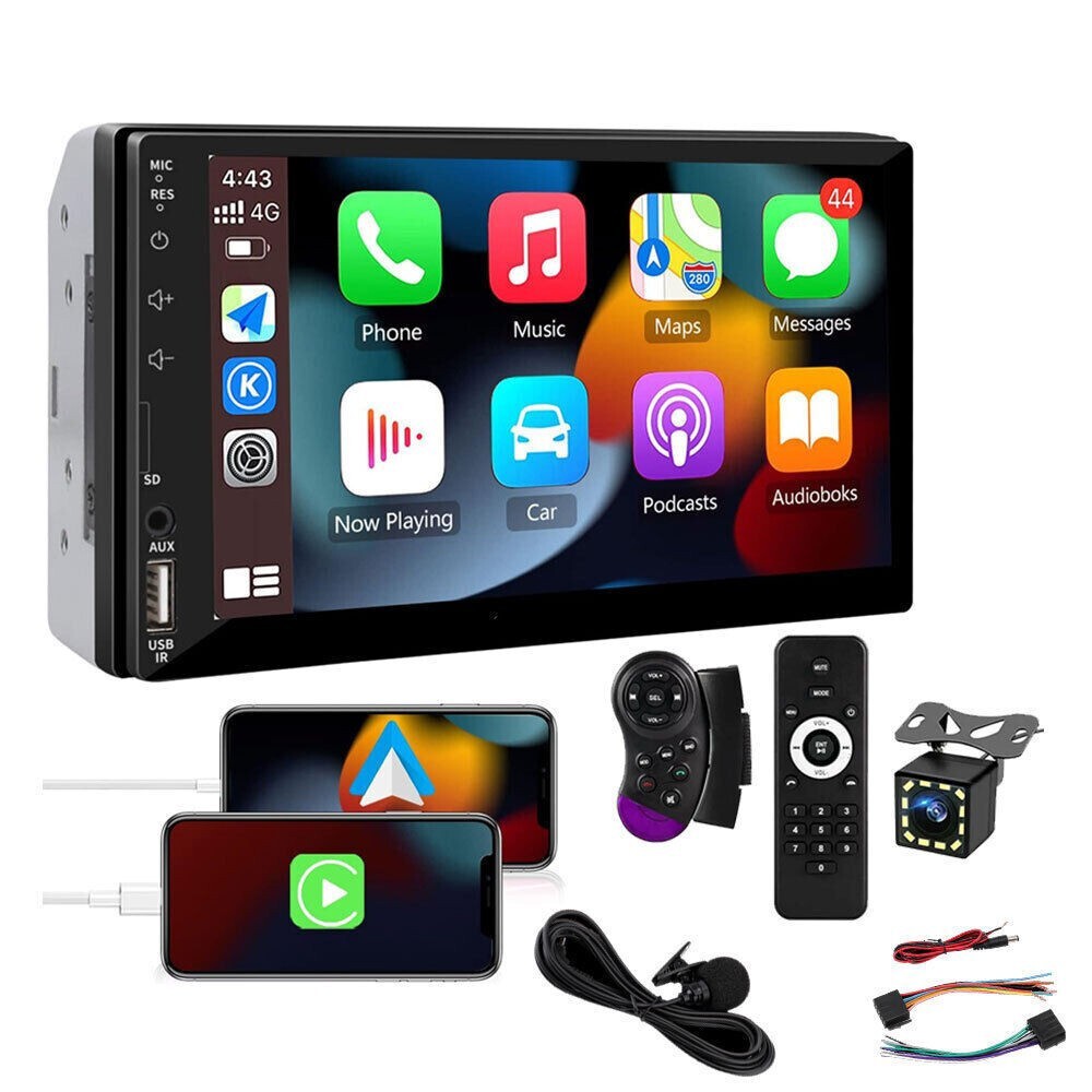 7" Car Radio Apple Andriod Carplay Car Stereo Touch Screen Double 2Din+Camera US