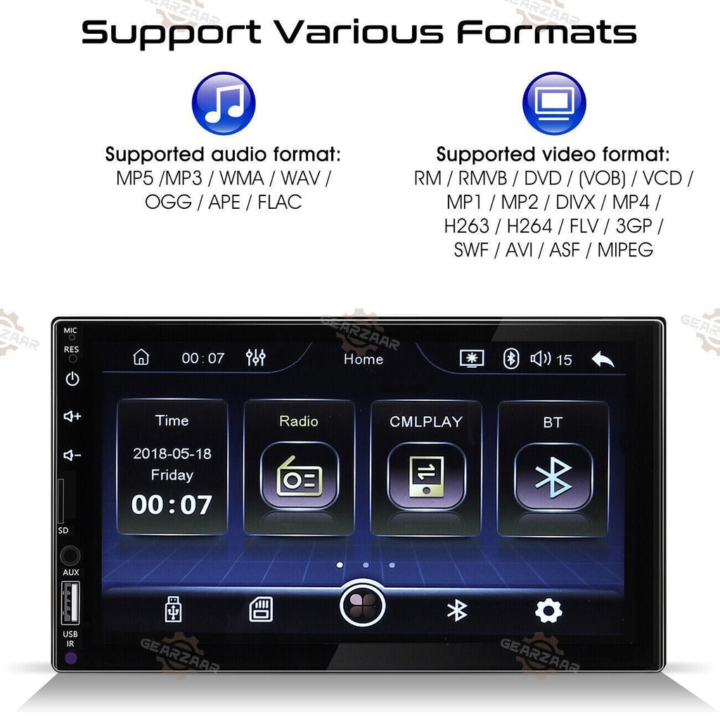 7" Car Radio Apple Andriod Carplay Car Stereo Touch Screen Double 2Din+Camera US