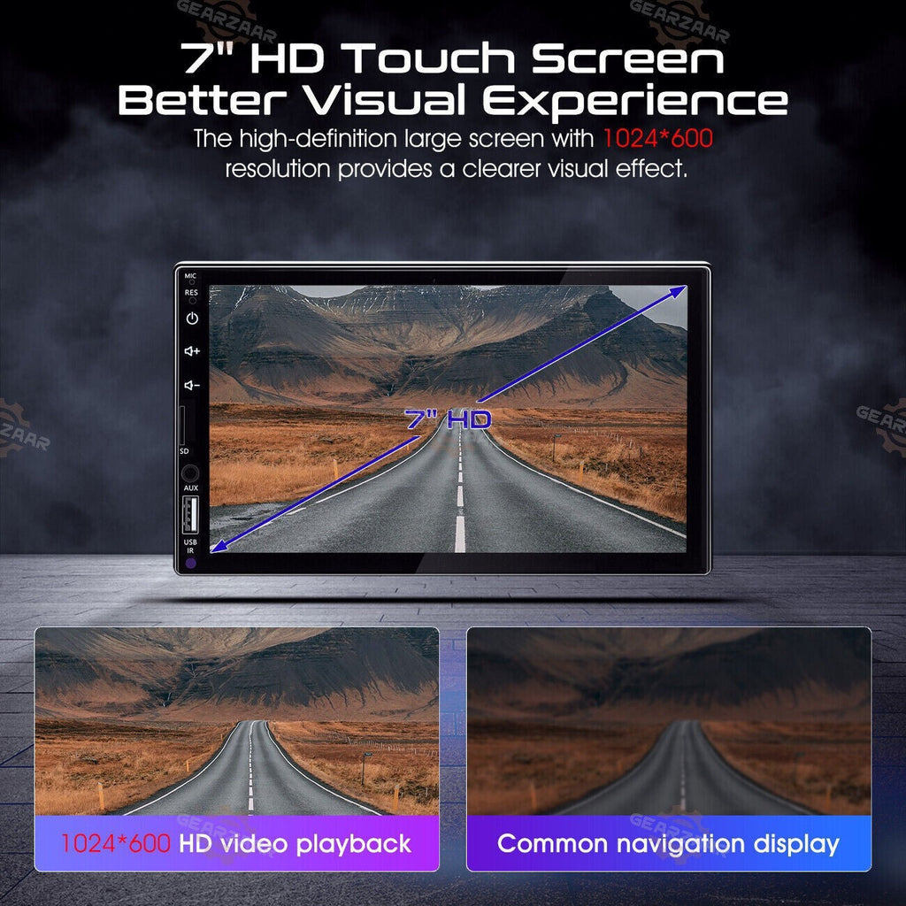 7" Car Radio Apple Andriod Carplay Car Stereo Touch Screen Double 2Din+Camera US