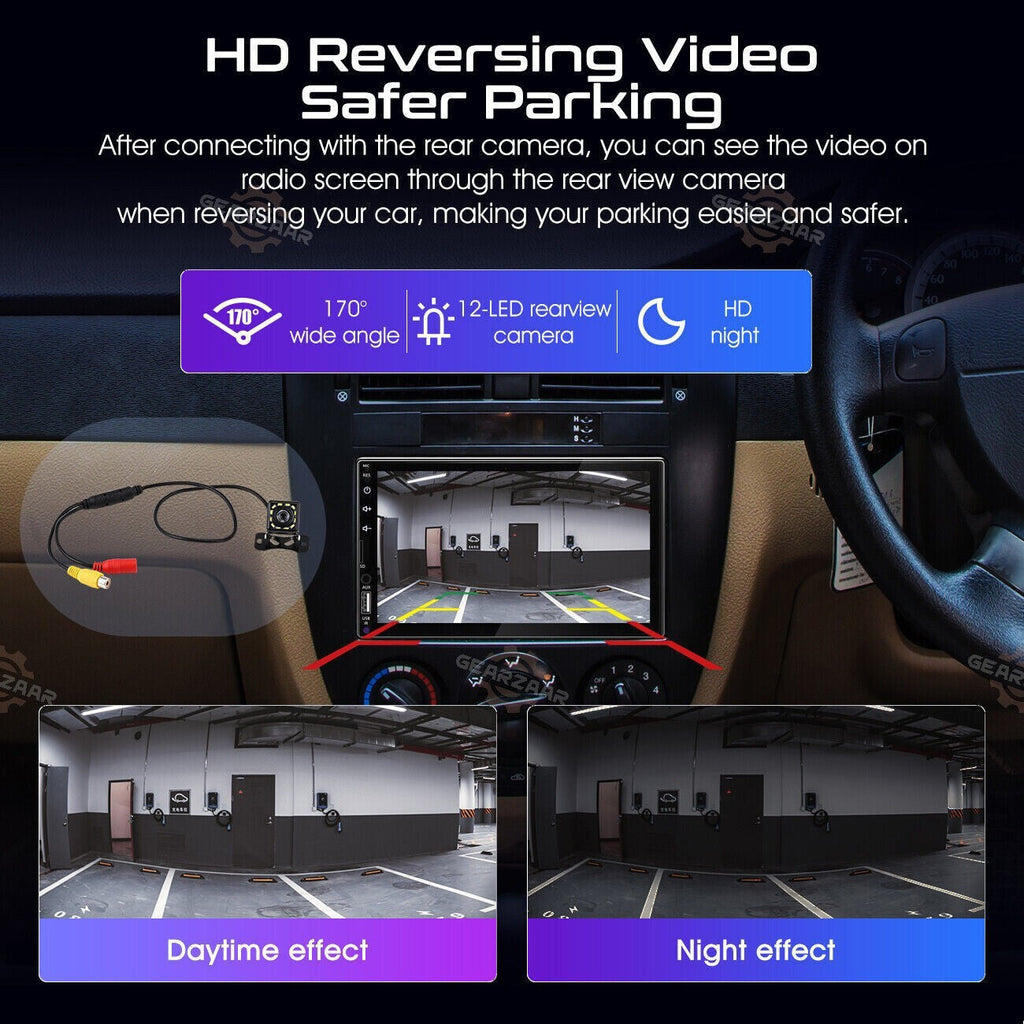7" Car Radio Apple Andriod Carplay Car Stereo Touch Screen Double 2Din+Camera US