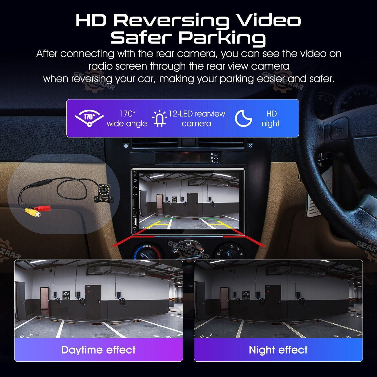 7" Car Radio Apple Andriod Carplay Car Stereo Touch Screen Double 2Din+Camera US