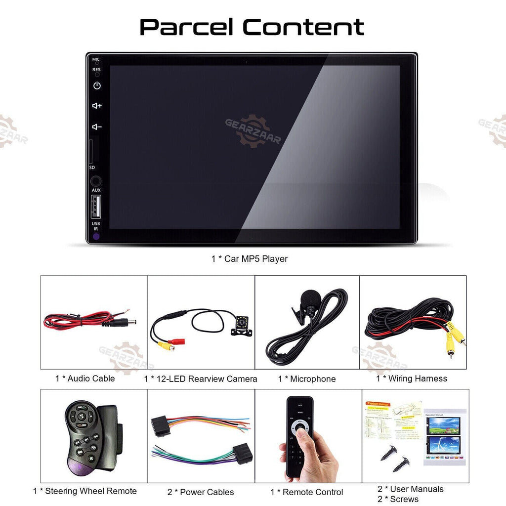 7" Car Radio Apple Andriod Carplay Car Stereo Touch Screen Double 2Din+Camera US