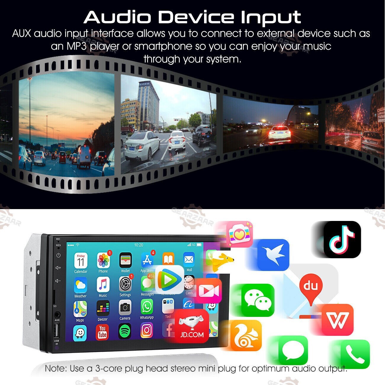 7" Car Radio Apple Andriod Carplay Car Stereo Touch Screen Double 2Din+Camera US