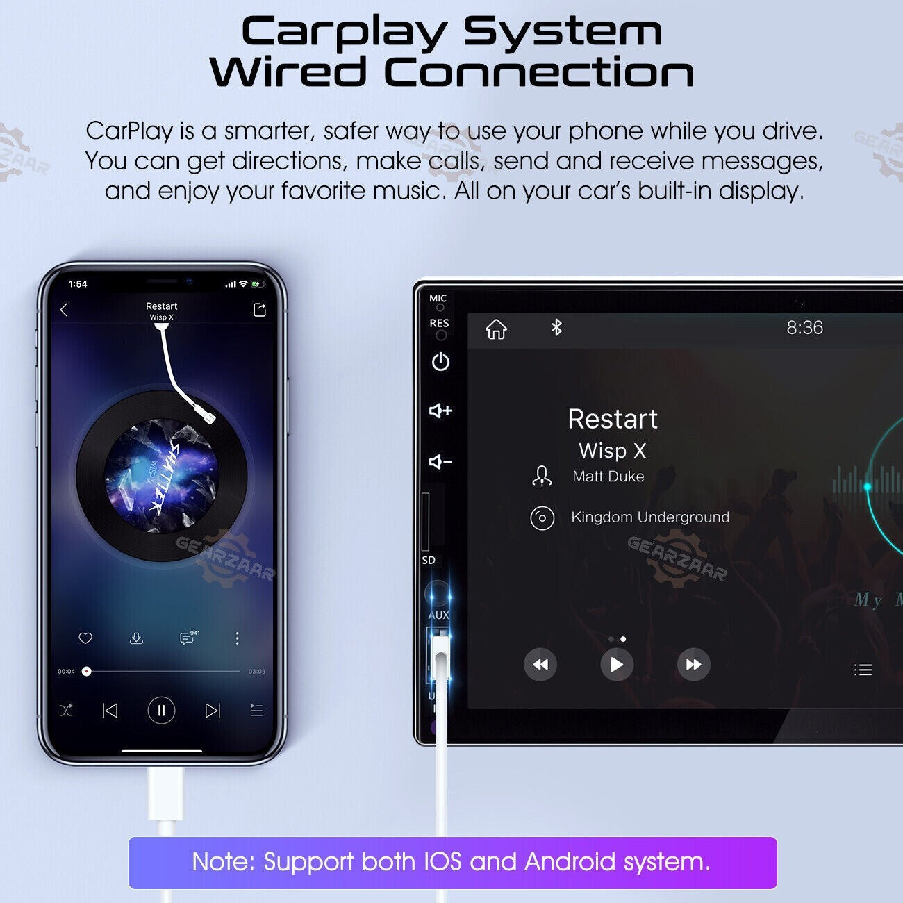 7" Car Radio Apple Andriod Carplay Car Stereo Touch Screen Double 2Din+Camera US