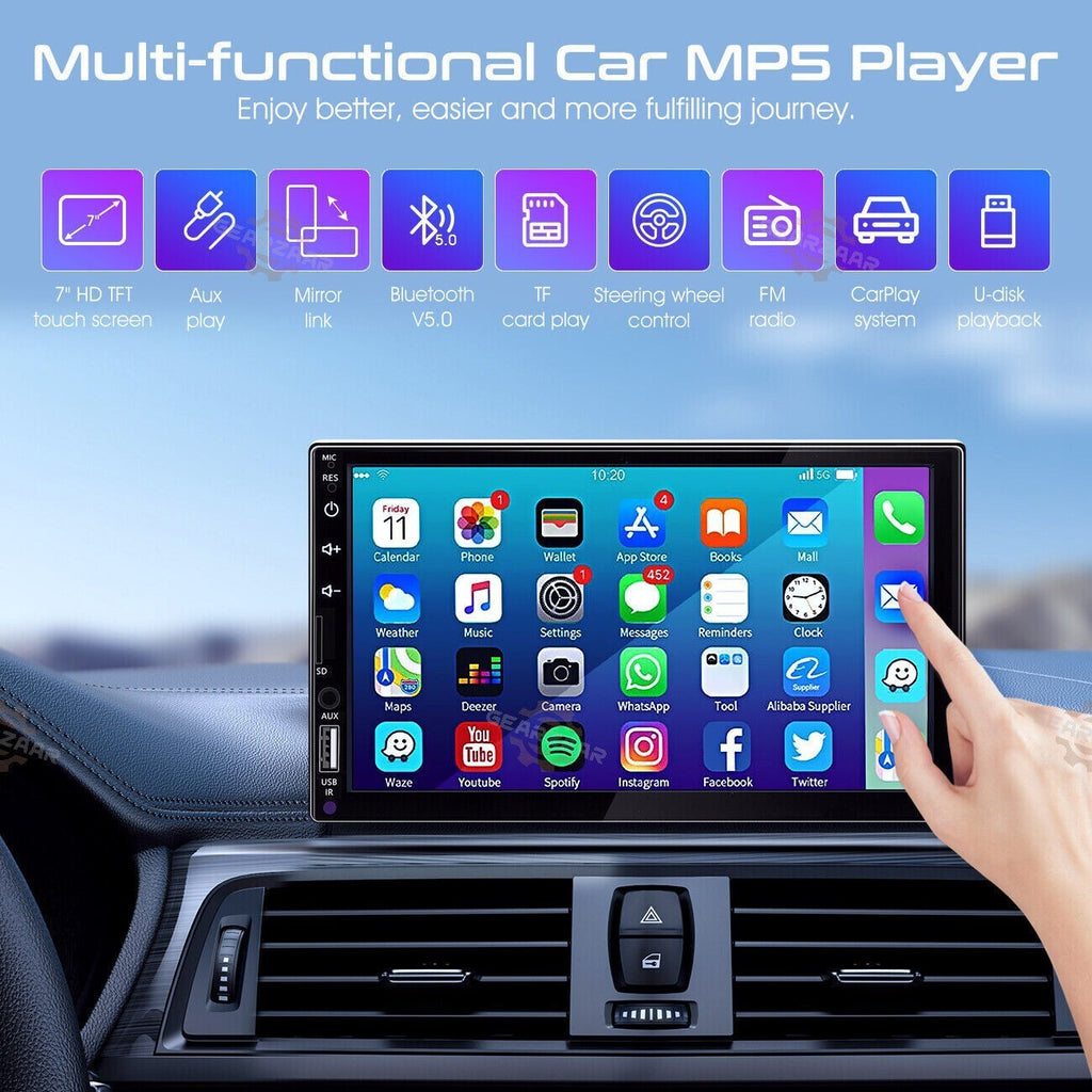 7" Car Radio Apple Andriod Carplay Car Stereo Touch Screen Double 2Din+Camera US