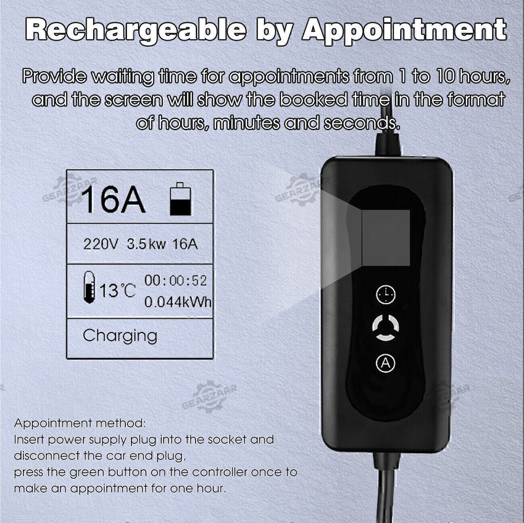 EV Charger 16A Electric Car Portable Charging Cable NEMA6-20 EVSE 110V-220V US