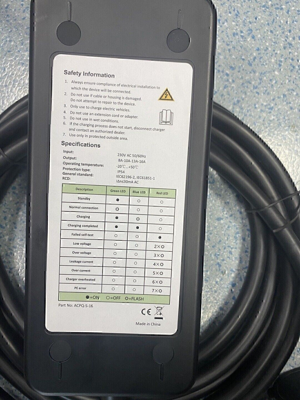 EV Charger 16A Electric Car Portable Charging Cable NEMA6-20 EVSE 110V-220V US