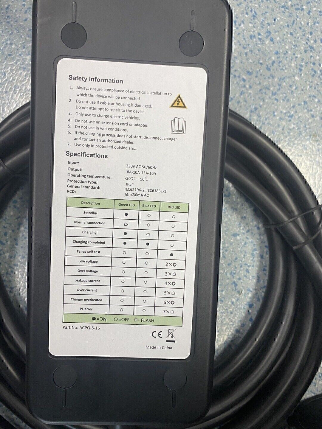 EV Charger 16A Electric Car Portable Charging Cable NEMA6-20 EVSE 110V-220V US