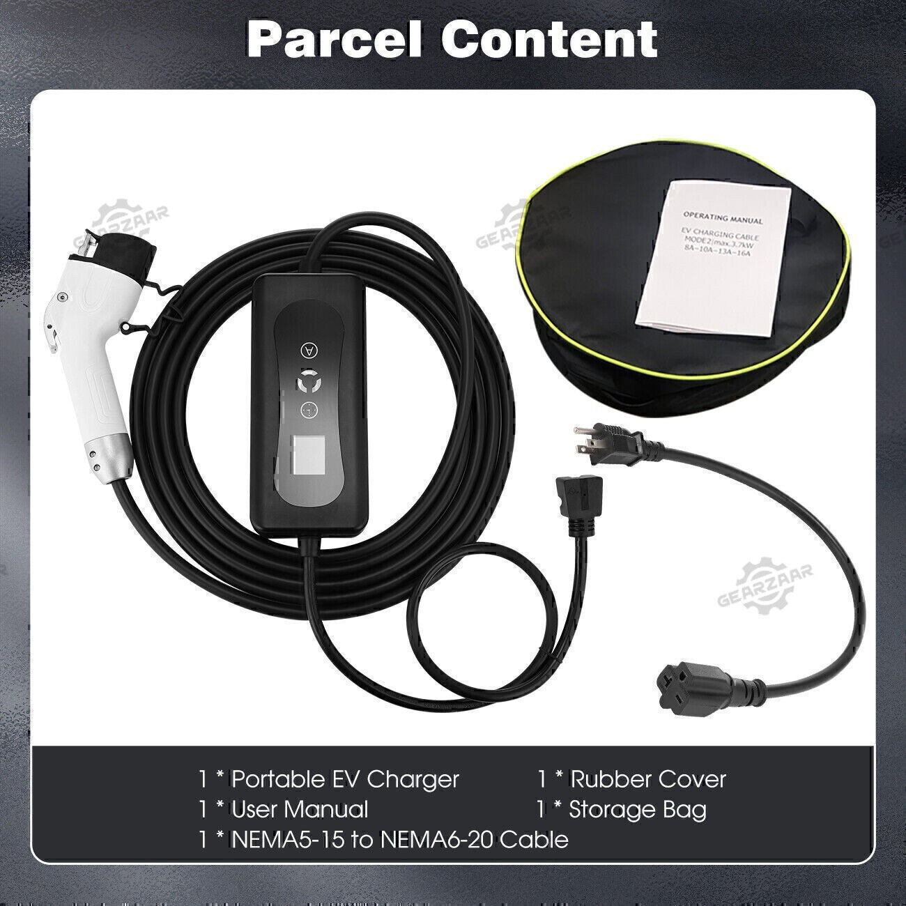 EV Charger 16A Electric Car Portable Charging Cable NEMA6-20 EVSE 110V-220V US