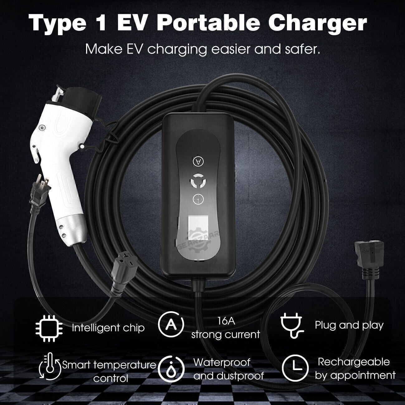 EV Charger 16A Electric Car Portable Charging Cable NEMA6-20 EVSE 110V-220V US