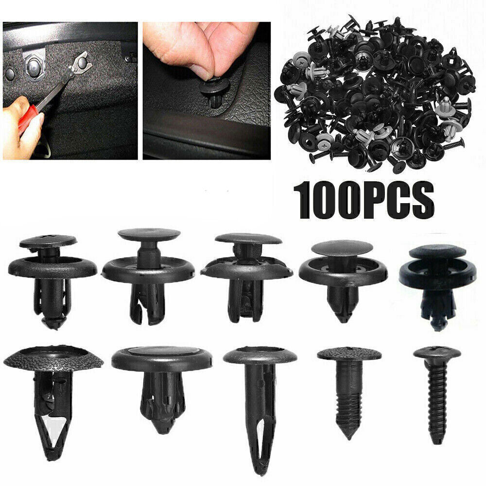 100Pack Fender Clips Trim Car Auto Push Pin Rivet Bumper Fastener Panel Retaine!