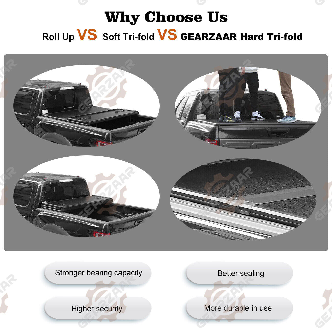 For 2020-2023 Jeep Gladiator JT 5FT Hard Tri-Fold Tonneau Cover Truck Bed Cover/