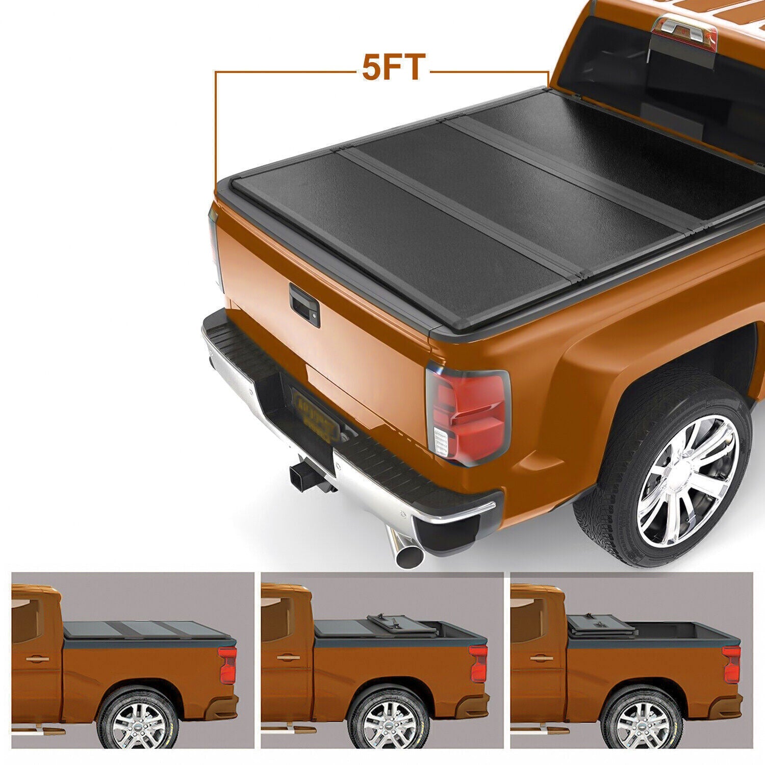 For 2020-2023 Jeep Gladiator JT 5FT Hard Tri-Fold Tonneau Cover Truck Bed Cover/