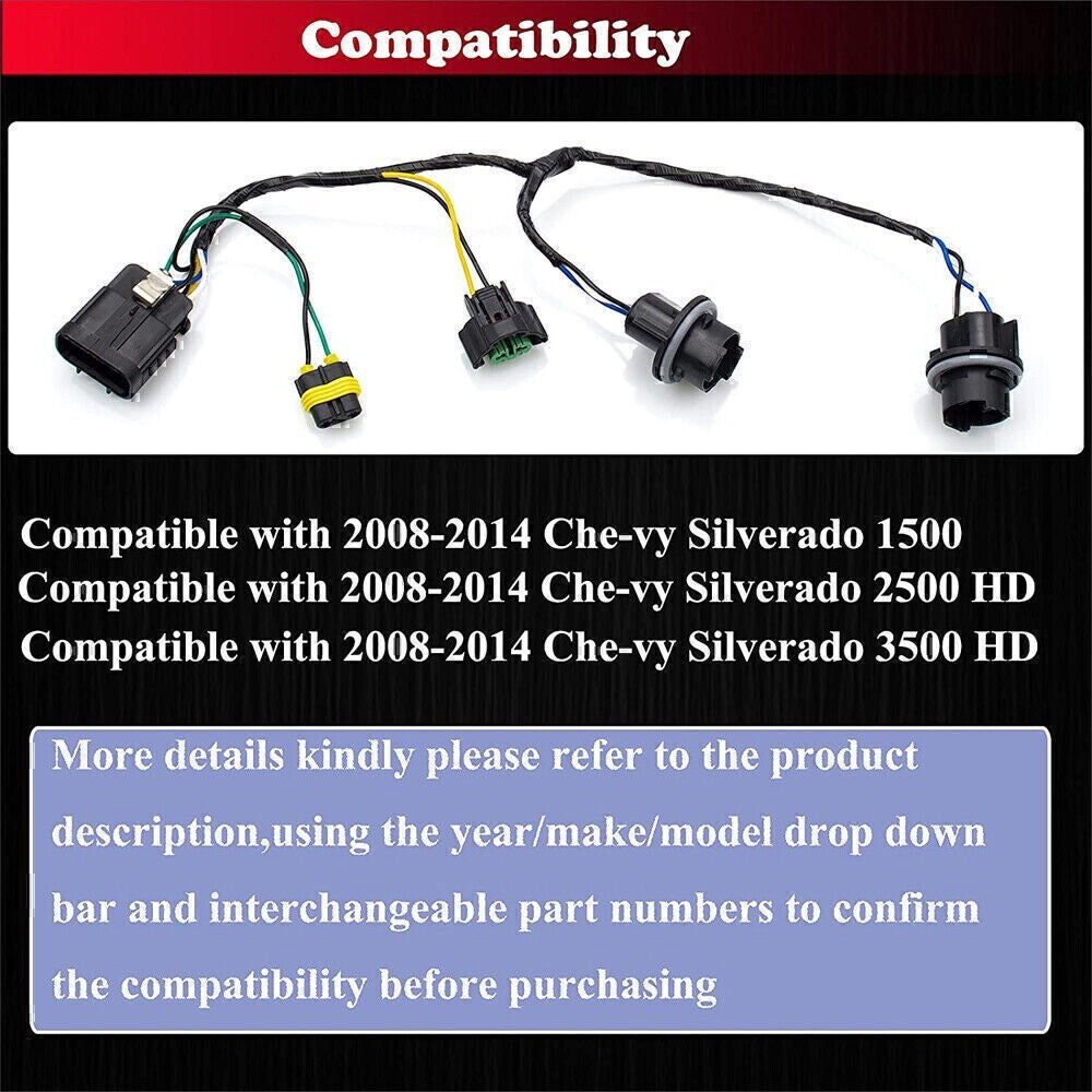 New 25962806 Headlight Wiring Harness For 2007-2013 Chevrolet Silverado 2500 HD