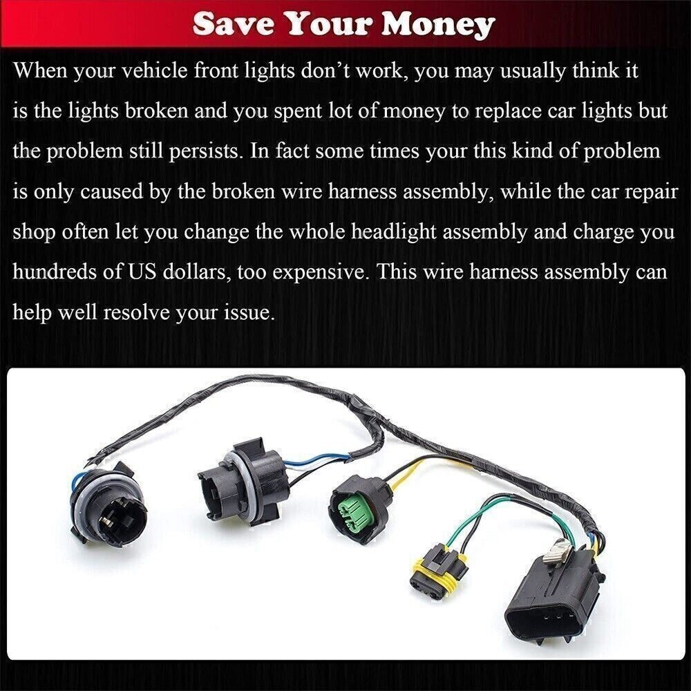 New 25962806 Headlight Wiring Harness For 2007-2013 Chevrolet Silverado 2500 HD