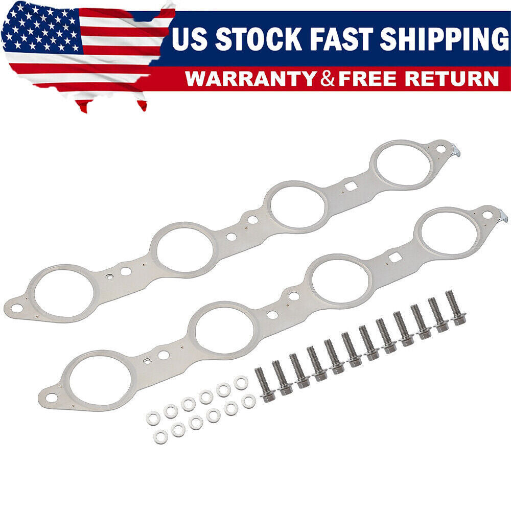 Set LS MLS Exhaust Manifold Header Gasket W/ Bolts For LS1 4.8 5.3 5.7 6.0 6.2