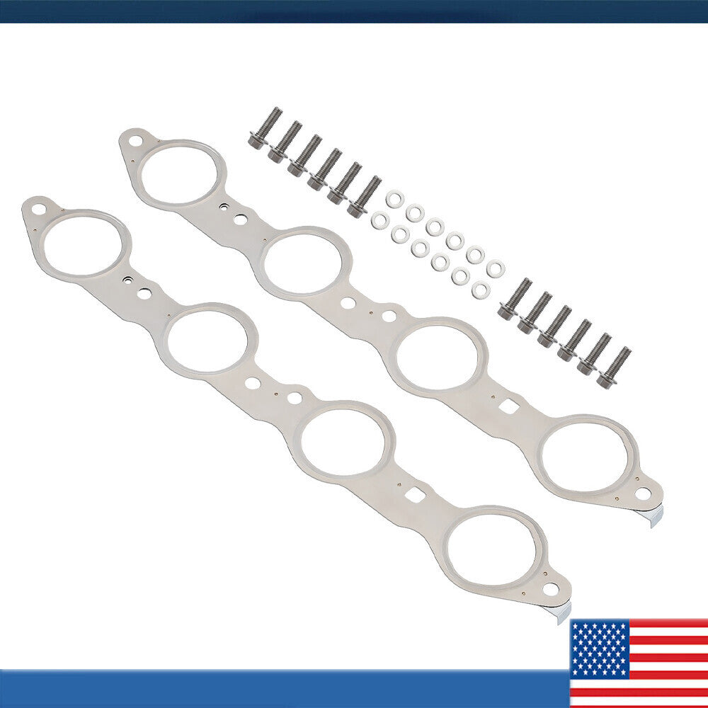 Set LS MLS Exhaust Manifold Header Gasket W/ Bolts For LS1 4.8 5.3 5.7 6.0 6.2