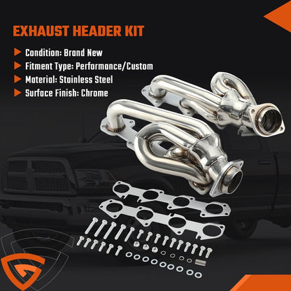 Shorty Stainless Performance Exhaust Headers For Dodge Ram 1500 09-18 5.7L HEMI