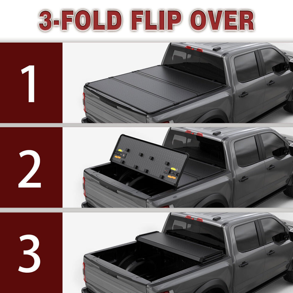 Hard Tonneau Cover 5FT 3-Fold For 2016-23 Toyota Tacoma Truck Bed 60.5inch Sal