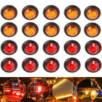 20x 3/4" Marker Lights LED Truck Trailer Round Side Bullet Light Amber &Red Lamp