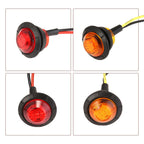20x 3/4" Marker Lights LED Truck Trailer Round Side Bullet Light Amber &Red Lamp