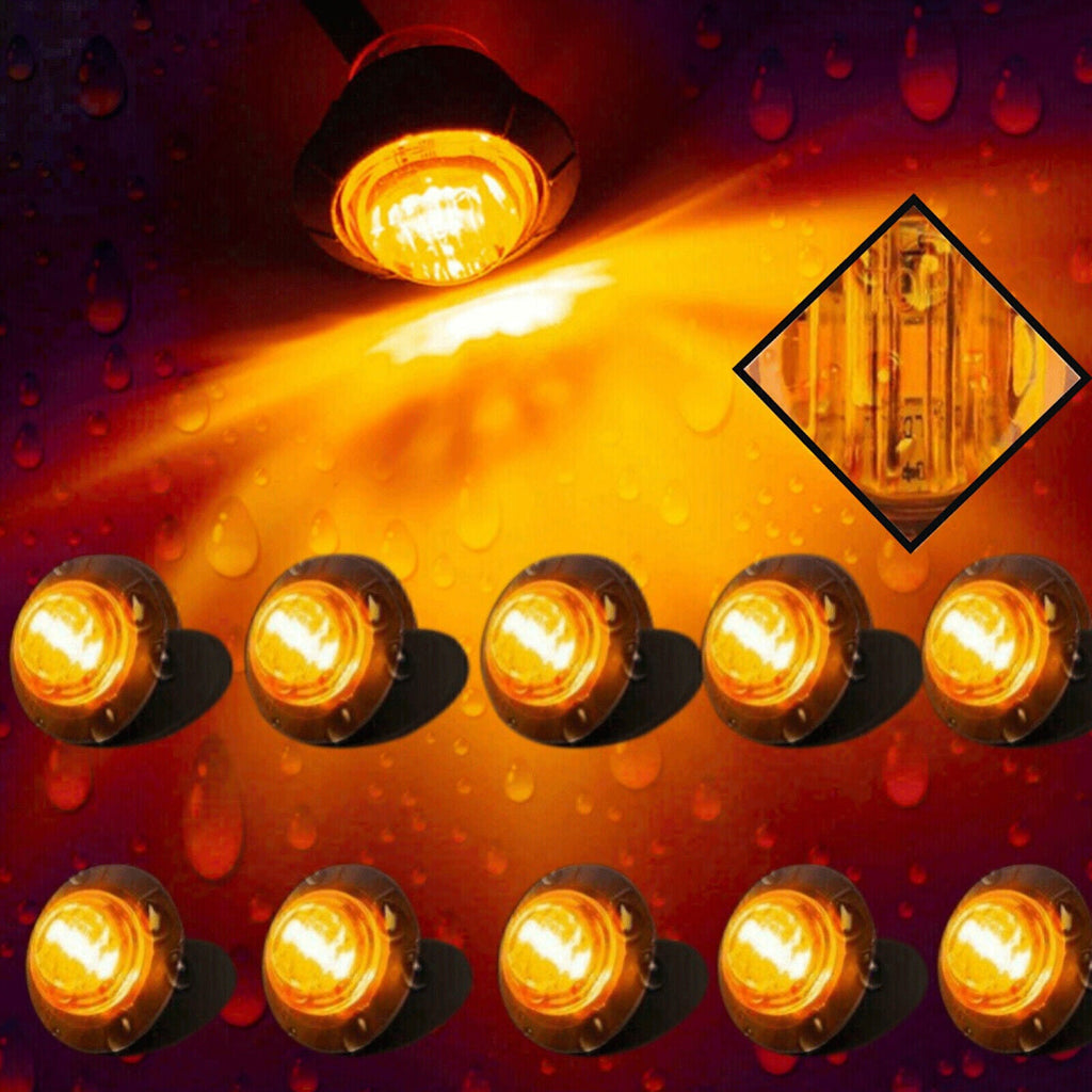 20x 3/4" Marker Lights LED Truck Trailer Round Side Bullet Light Amber &Red Lamp