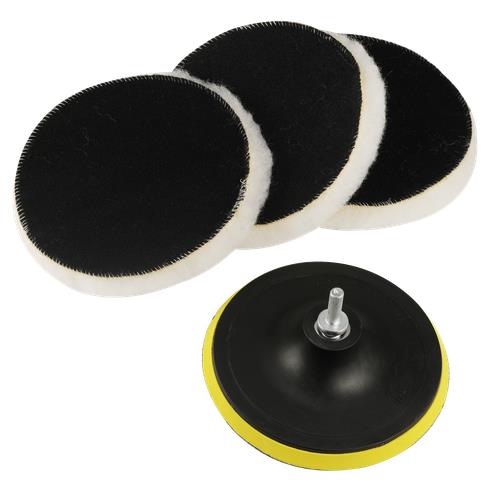 5PCS 6" Buffing Polishing Pad Wool Wheel Mop Kit For Car Polisher Drill Adapter!