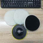 5PCS 6" Buffing Polishing Pad Wool Wheel Mop Kit For Car Polisher Drill Adapter!