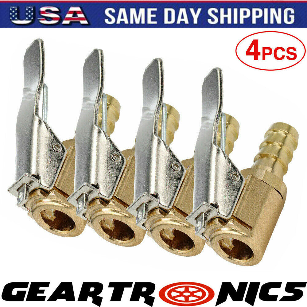 4pc 5/16" Open Flow Air Chuck with Lock Connector Tire Inflator Valve and Clamp