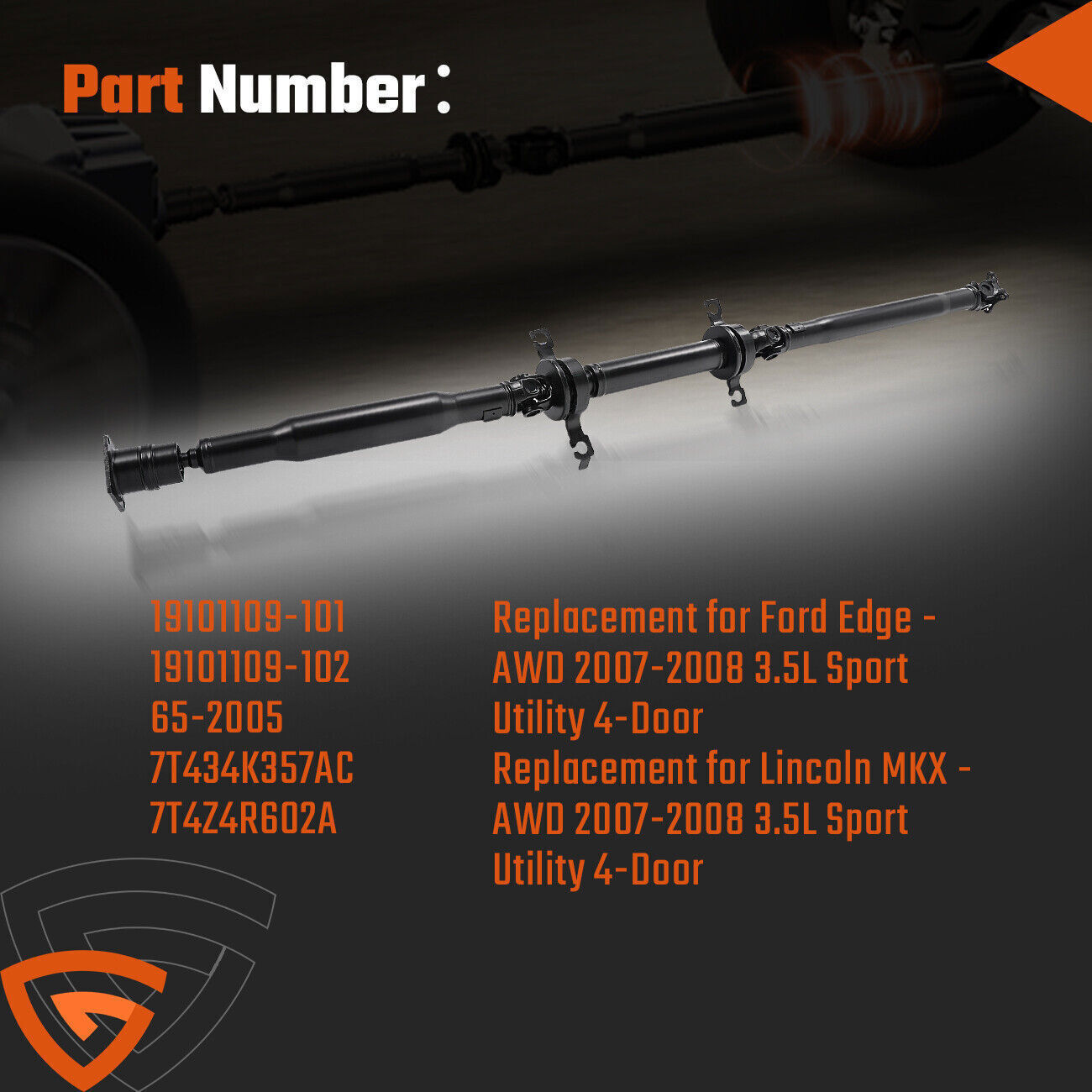 Rear Drive Shaft Assembly for 07 08 Ford Edge Lincoln MKX AWD 3.5L 19101109-101