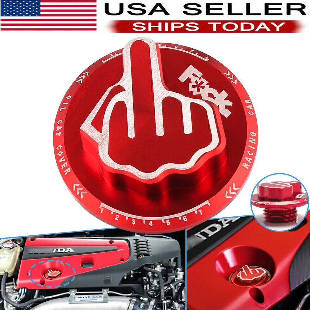 JDM For Honda Acura Screw- In Middle Finger Oil Filler Tank Cap Valve Cover Red