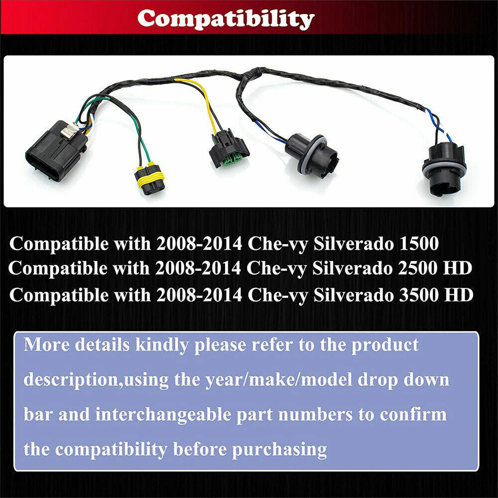 2x 25962806 Headlight Wiring Harness Fits 2007-2013 Chevrolet Silverado 2500 HD*