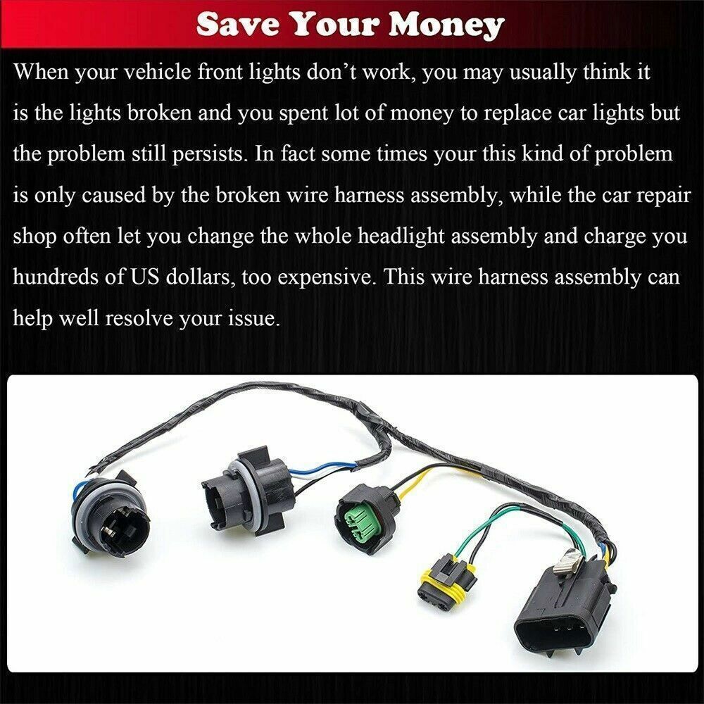 2x 25962806 Headlight Wiring Harness Fits 2007-2013 Chevrolet Silverado 2500 HD*