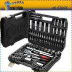 108Pcs Mechanics Tools - Kit 6-Point Socket Ratchet Wrench Set Repair Tool Case