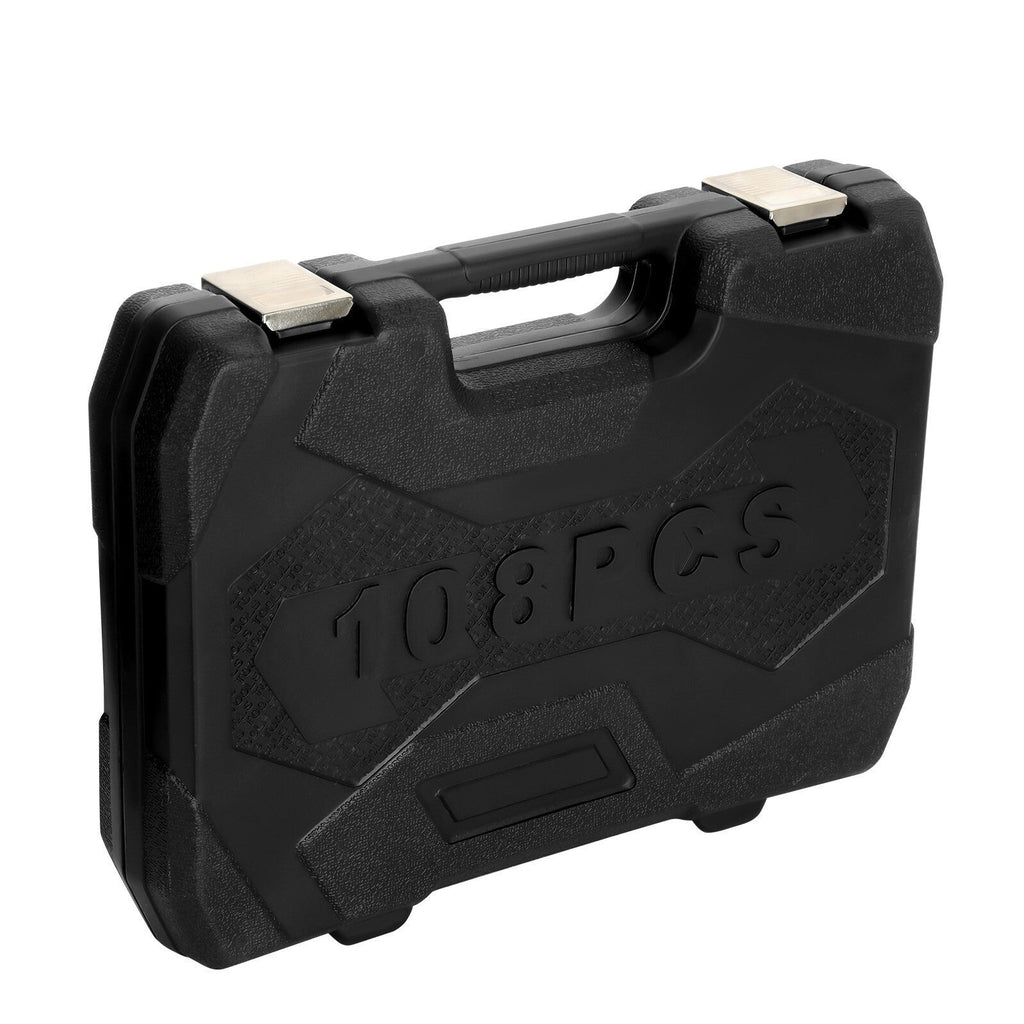 108Pcs Mechanics Tools - Kit 6-Point Socket Ratchet Wrench Set Repair Tool Case