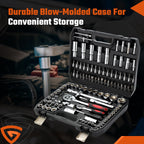 108Pcs Mechanics Tools - Kit 6-Point Socket Ratchet Wrench Set Repair Tool Case