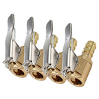 4x 5/16" Open Flow Air Chuck with Lock Connector Tire Inflator Valve and Clamp*