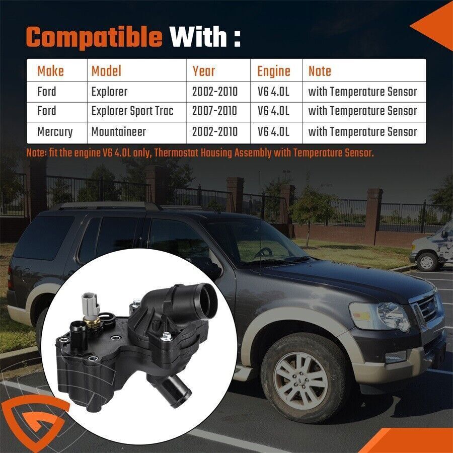 Thermostat Housing Assy w/Sensor for Ford Explorer 02-2010 4.0L 5R3Z-8592-BA New