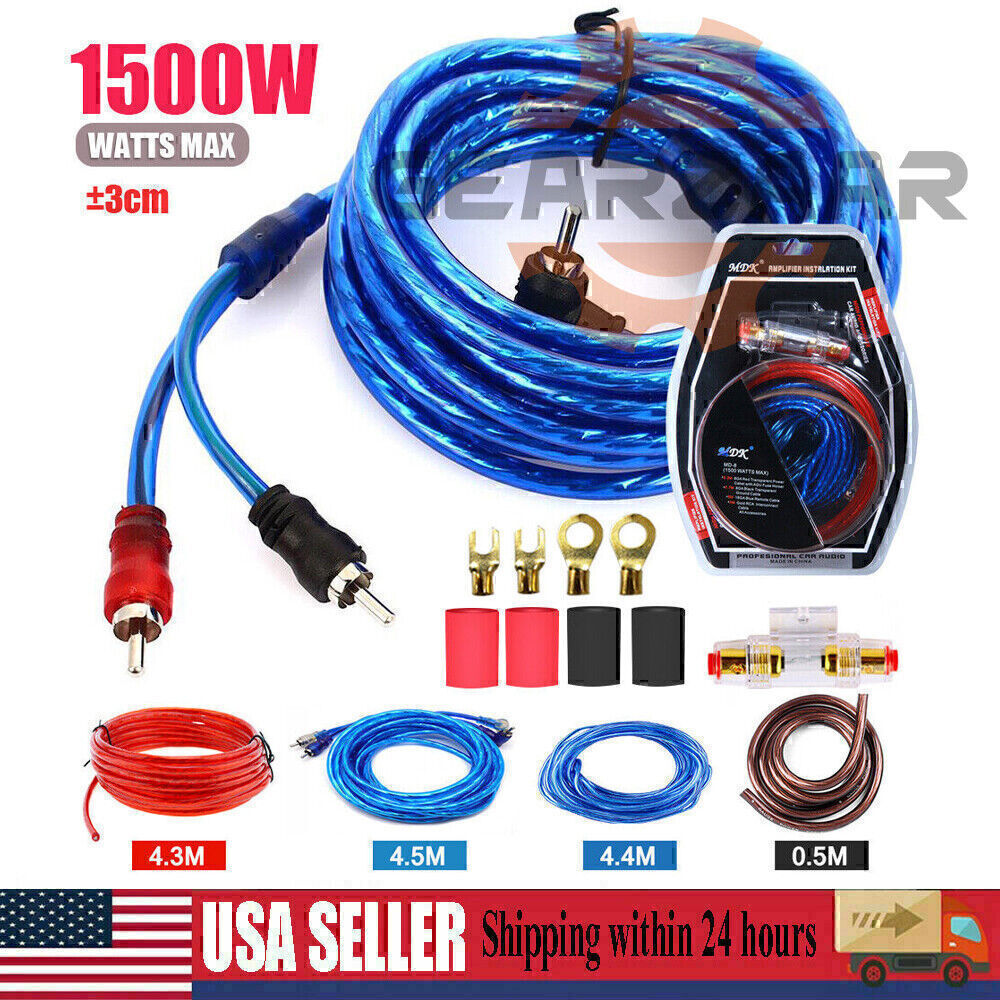 1500W Car Audio Cable Set Amp Amplifier Install RCA Subwoofer Sub Wiring 8 Gaug*