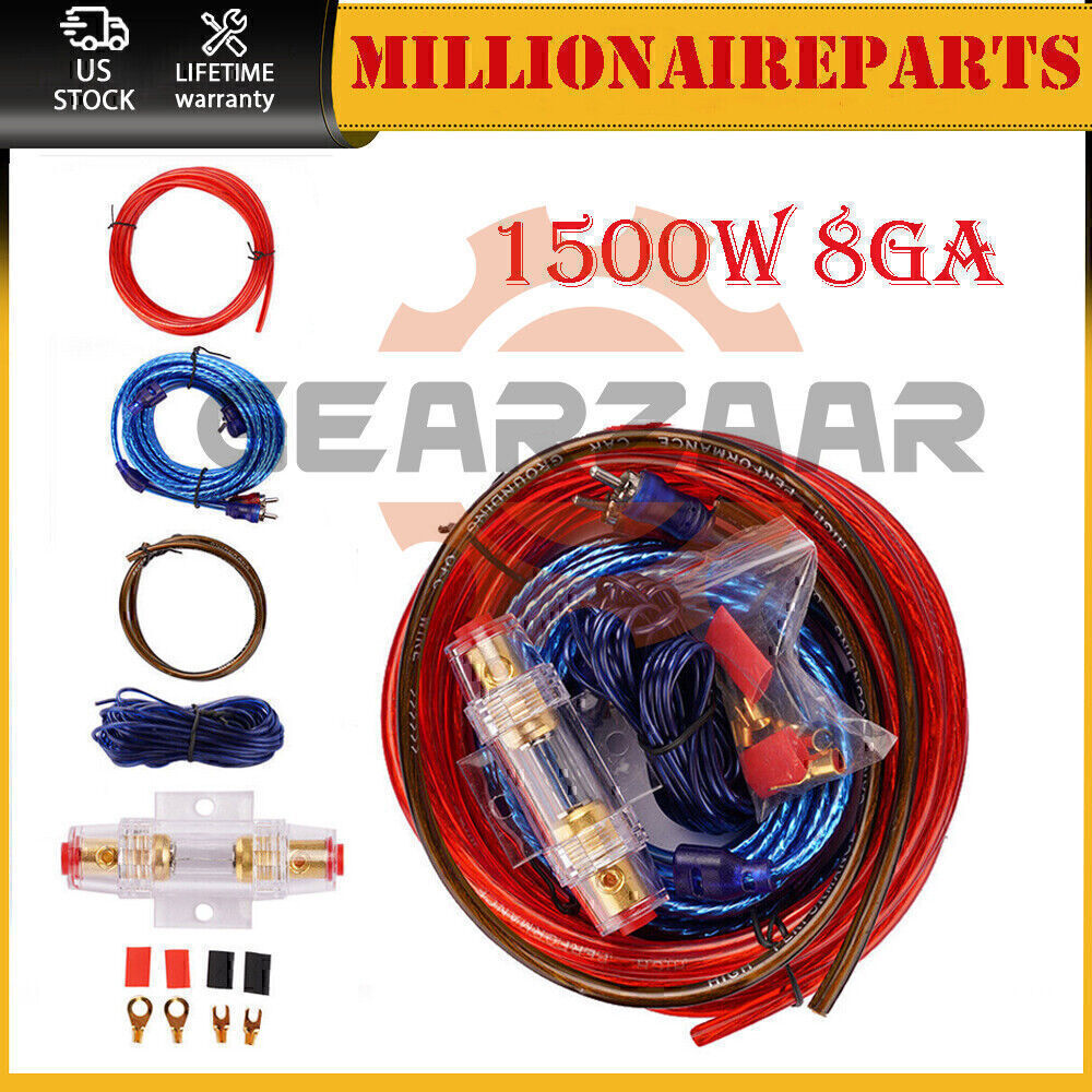 1500W Car Audio Cable Set Amp Amplifier Install RCA Subwoofer Sub Wiring 8 Gaug*