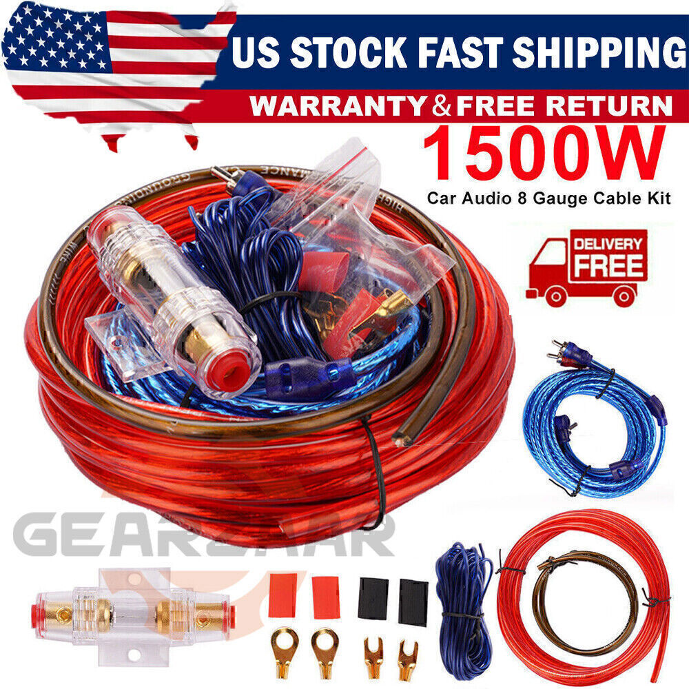 1500W Car Audio Cable Set Amp Amplifier Install RCA Subwoofer Sub Wiring 8 Gaug*